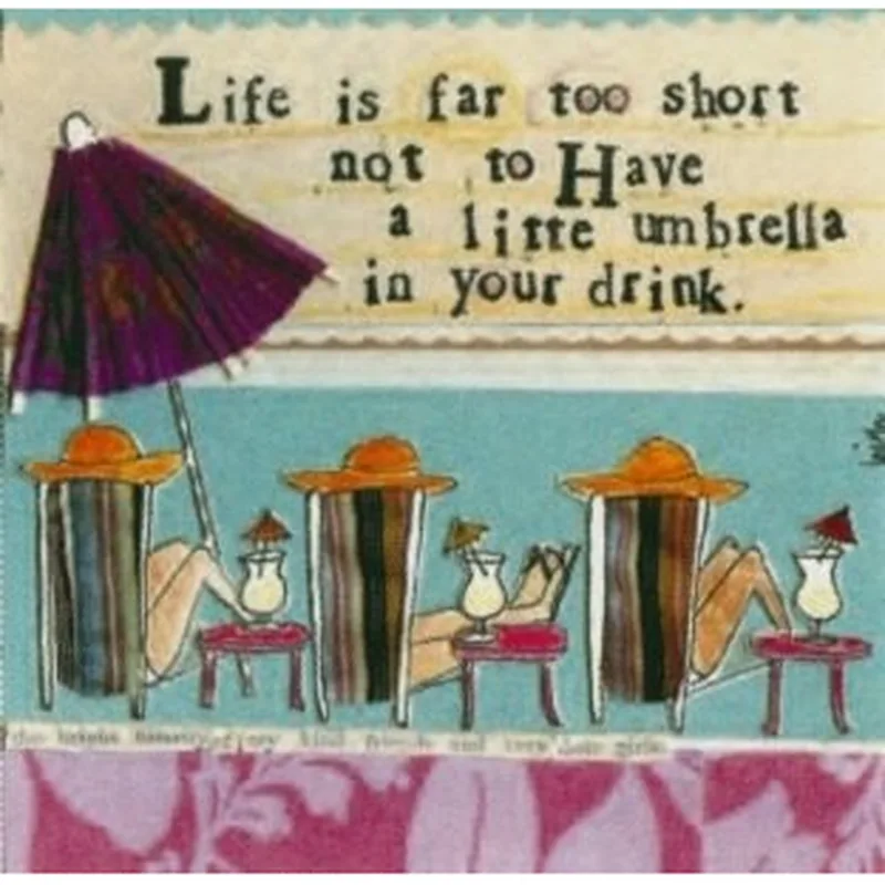 Striped Umbrella Cocktail Scene Card for Fun Drink Lovers