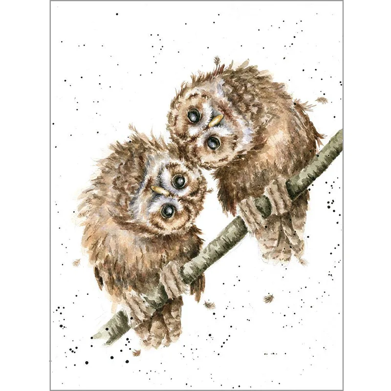Two Owls Branch Friendship Card: A Watercolor Pair on a Twig