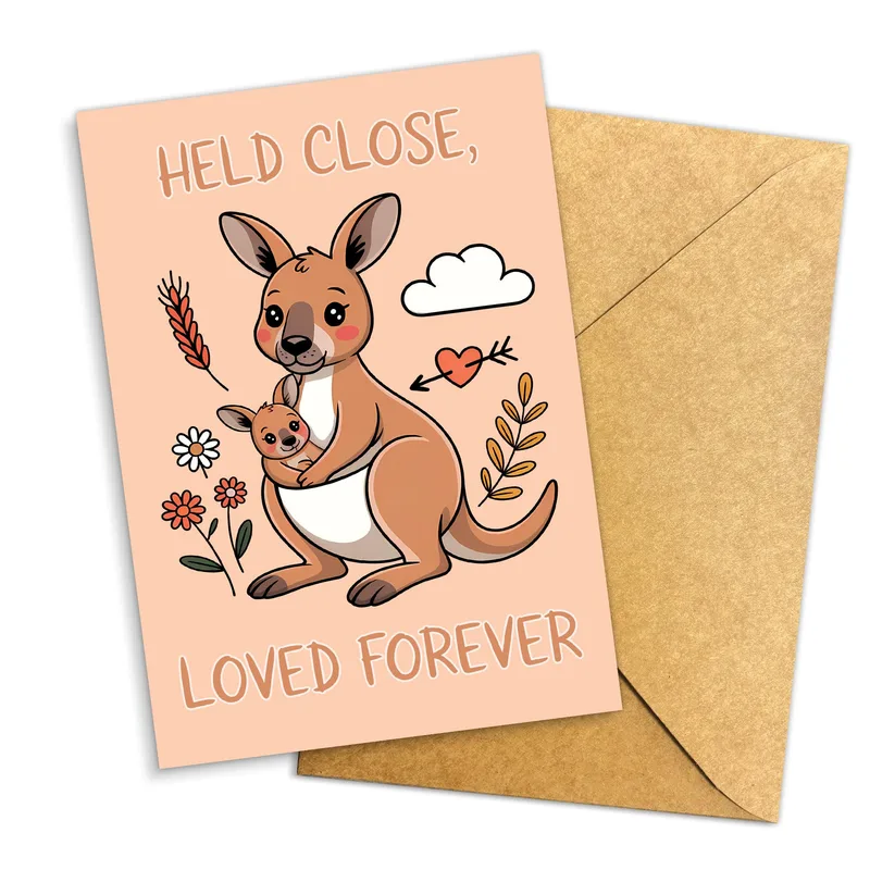 Kangaroo Joey Love Card Held Close Loved Forever Greeting