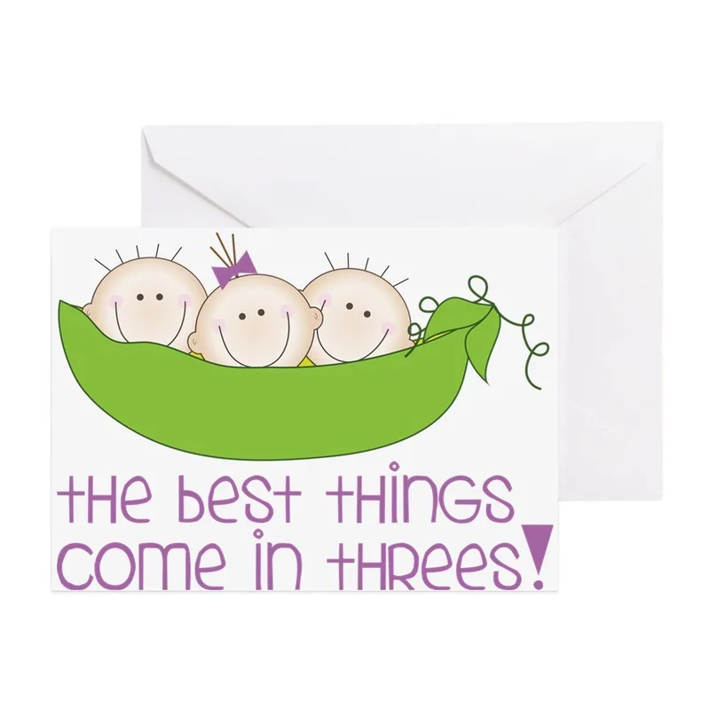 Three Babies in Pea Card features three happy babies