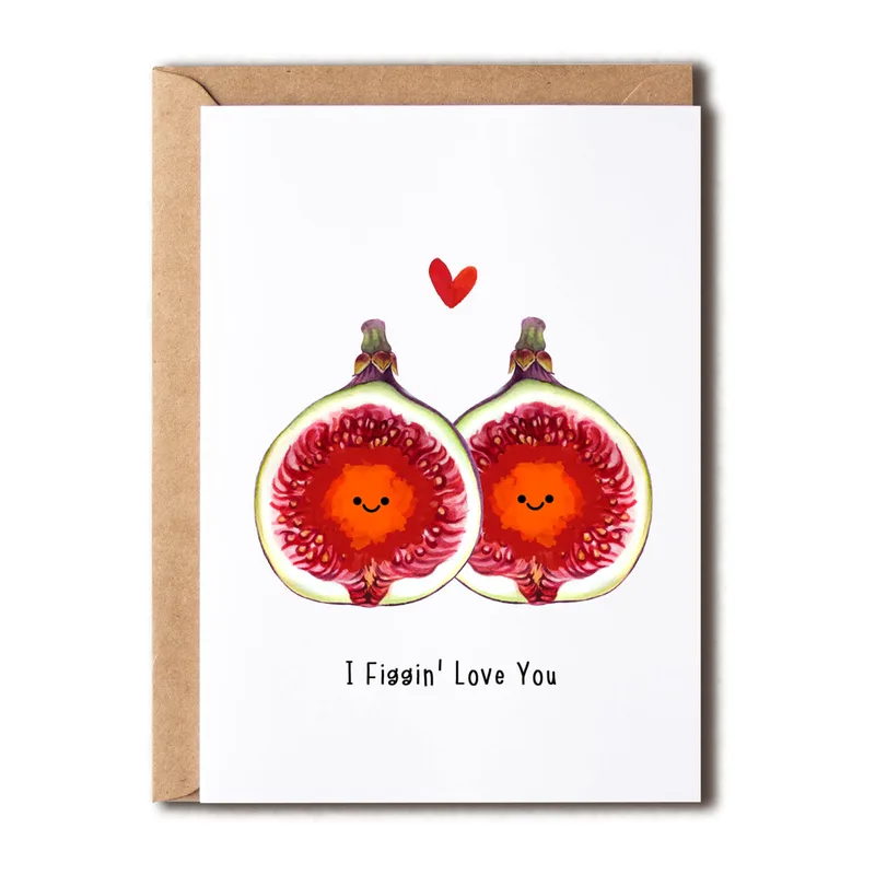 Red Figs Hearts Love Card – Greeting Card in natural