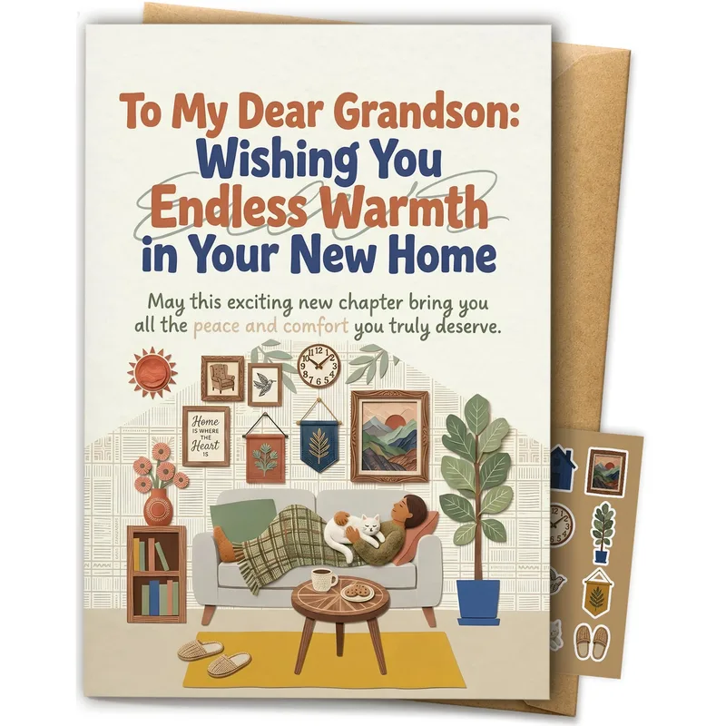 Cozy Sofa Scene New Home Card for Grandson