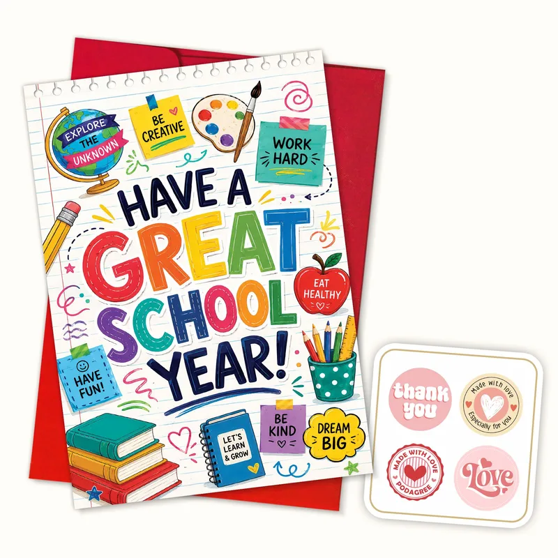 Have a Great School Card: Colorful School Supplies Poster