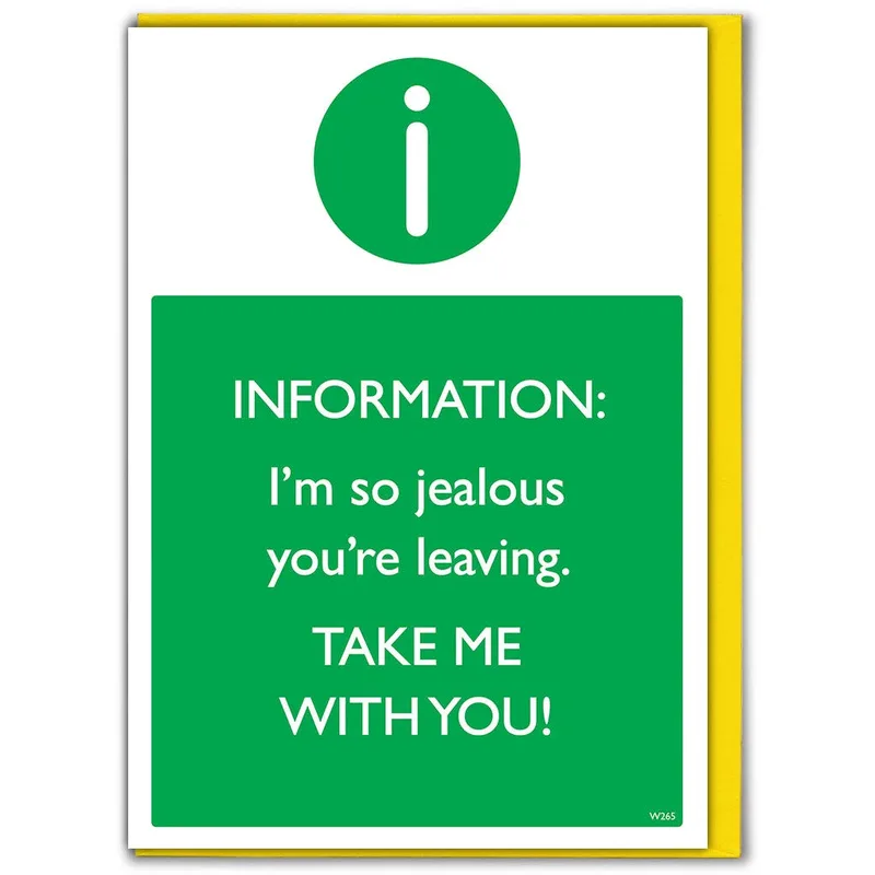 Information Sign Card Farewell Card for Jealous Friends