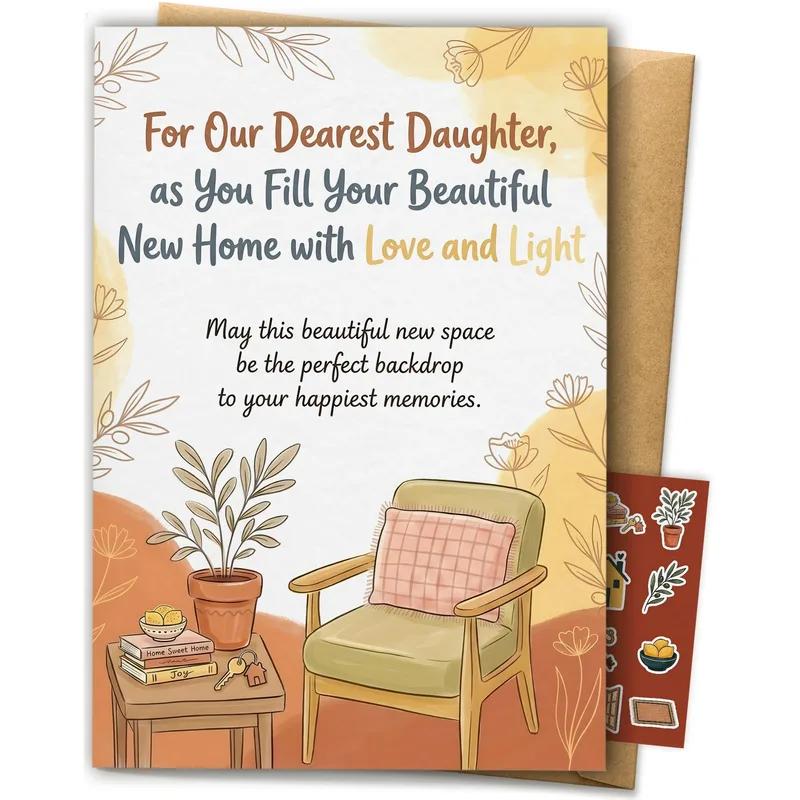 Armchair Plant Scene New Home Card for a Daughter Moving In