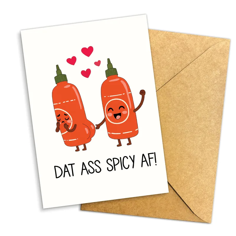 Hot Sauce Bottles Love Card – Greeting Card in natural