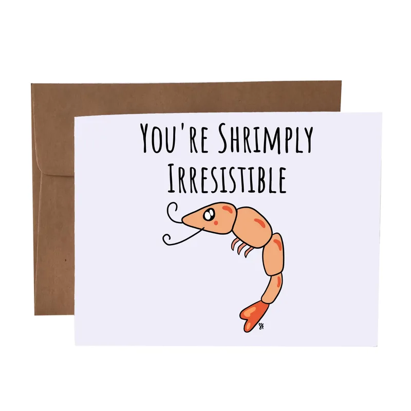 Shrimp Lavender Love Card: You're Shrimply Irresistible Greeting Card