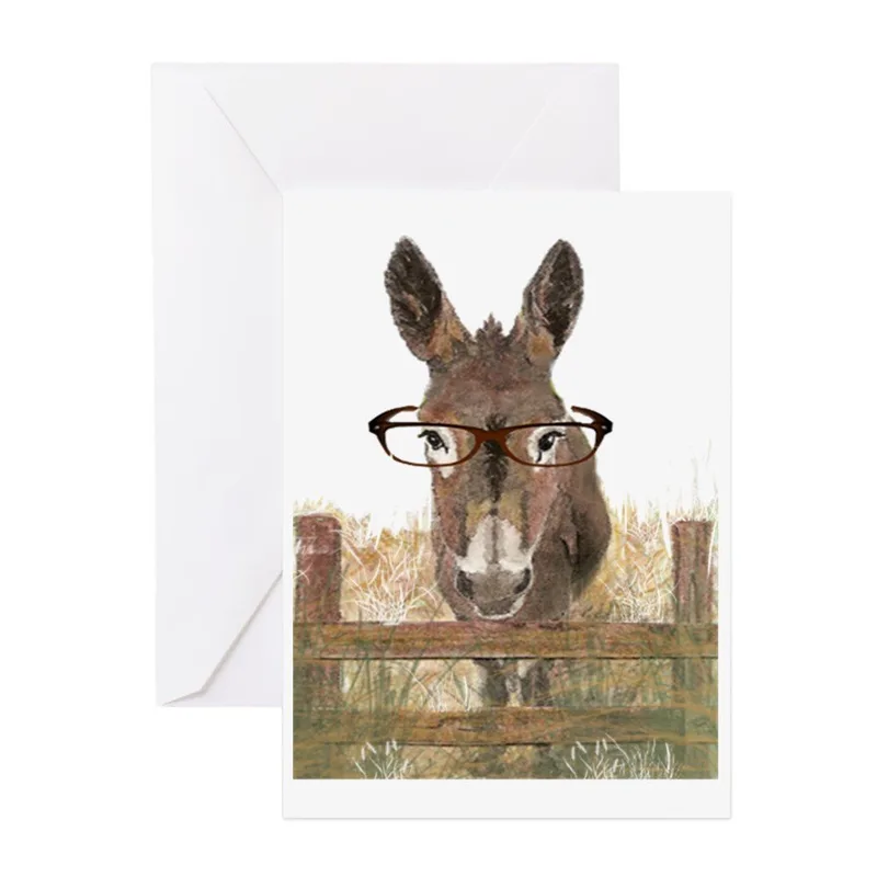 Donkey Behind Fence Card: A Smart Ass Peeking Over Wood