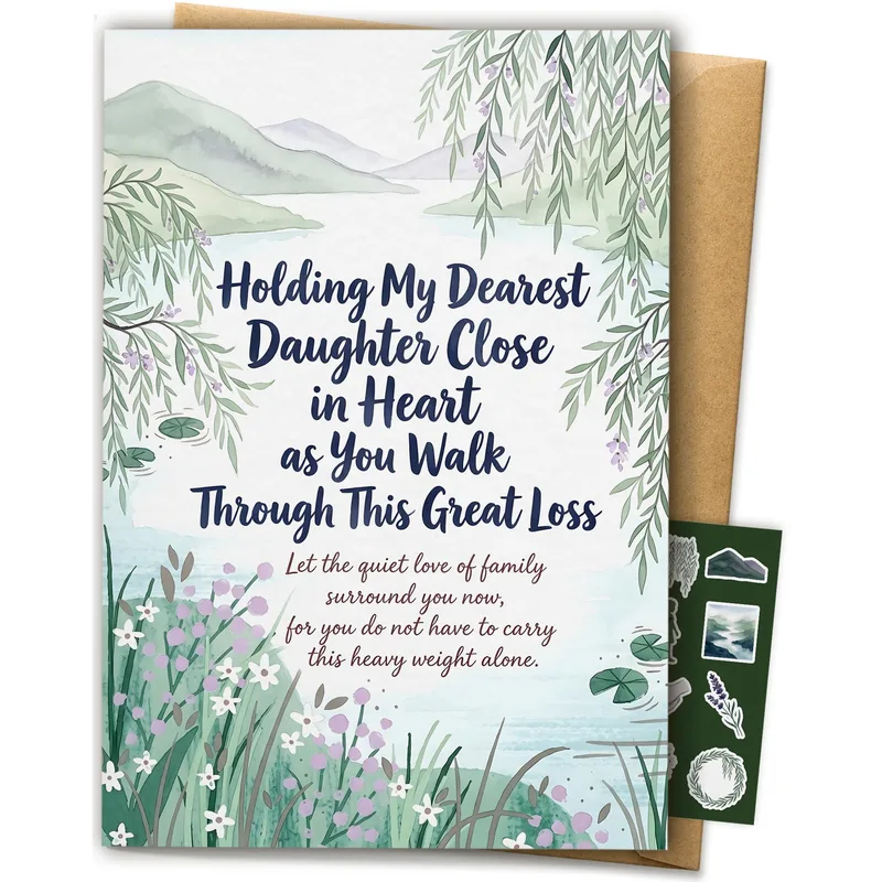 Willow Tree Lakeside Sympathy Card – Greeting Card in natural
