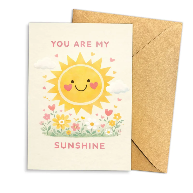Smiling Sun Flowers Love Card: You Are My Sunshine Greeting