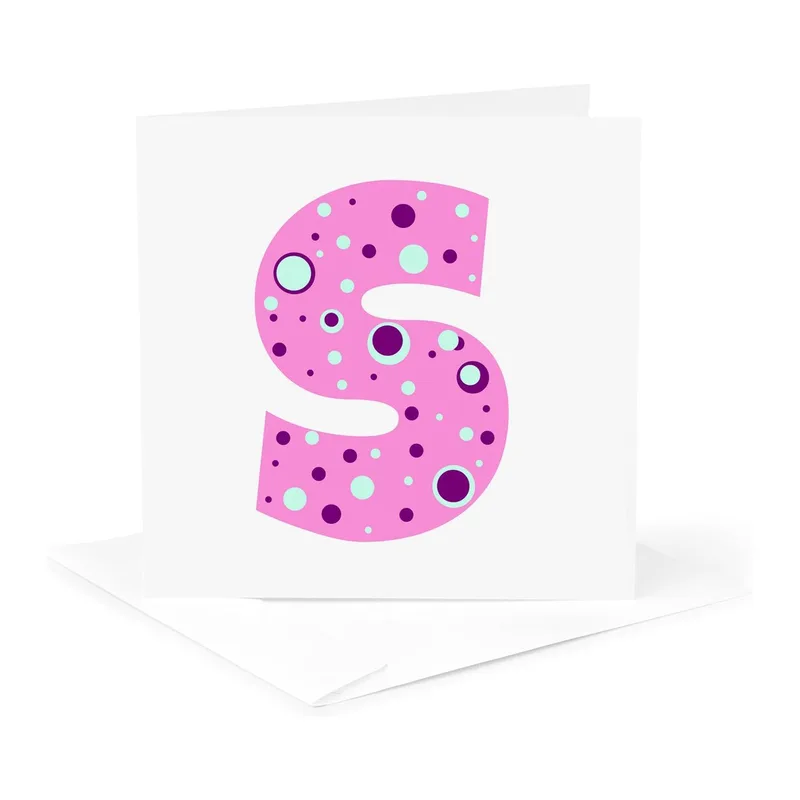 Pink Polka Dot Letter Card: A Playful S Design for Heartfelt Thanks