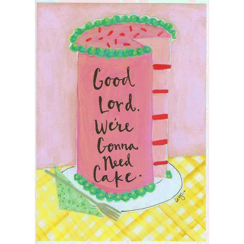 Pink Cake Yellow Gingham Card: Good Lord, We're Gonna Need Cake