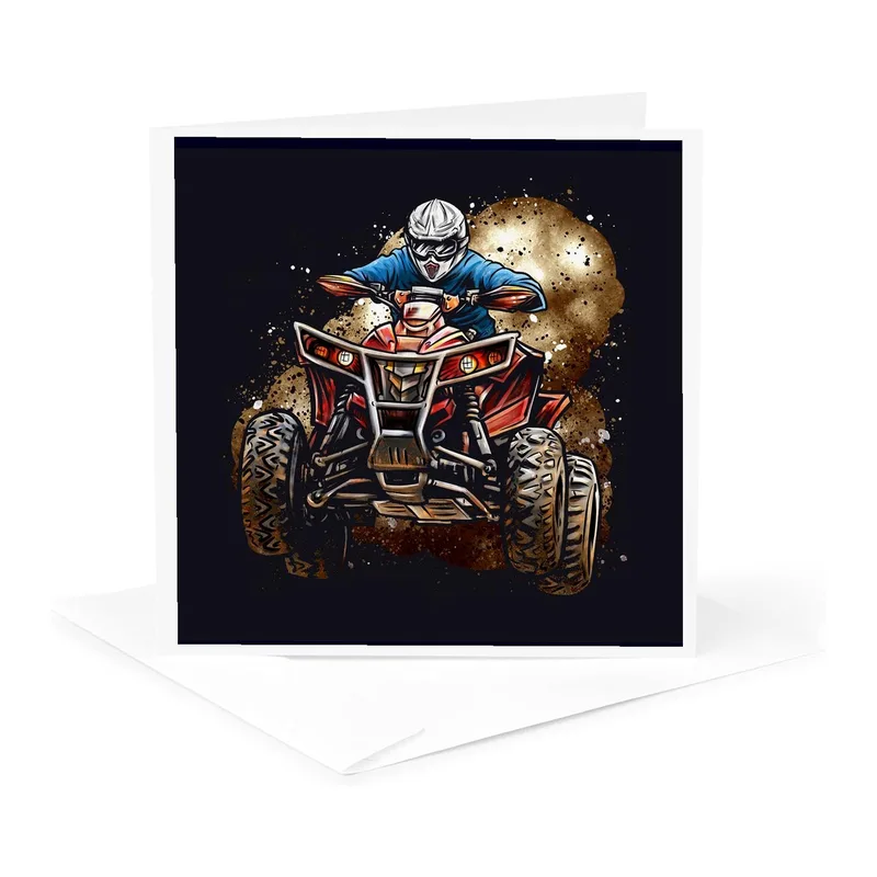 Dark Navy Quad Rider Card: A Greeting Card for Off-Road Enthusiasts