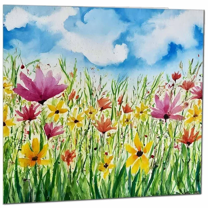 Colorful Wildflower Meadow Card: A Watercolor Field of Blooms