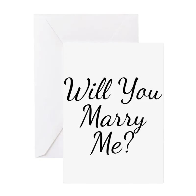 Black Script Lettering Engagement Card Will You Marry Me