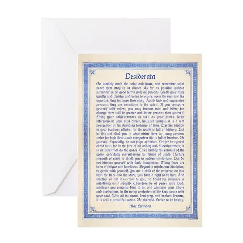 Blue Bordered Parchment Poem Card: A Classic Wisdom Print