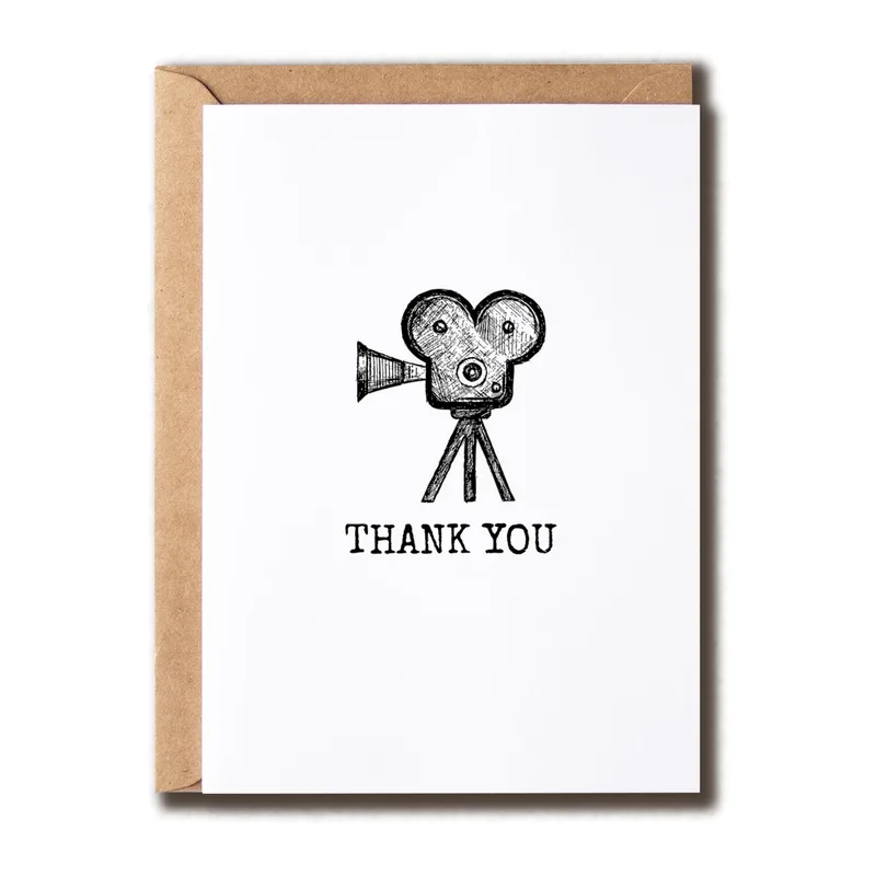 Vintage Movie Camera Thank You Card for Film Lovers