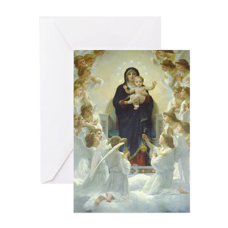 Virgin Mary with Angels Card: A Classic Religious Greeting