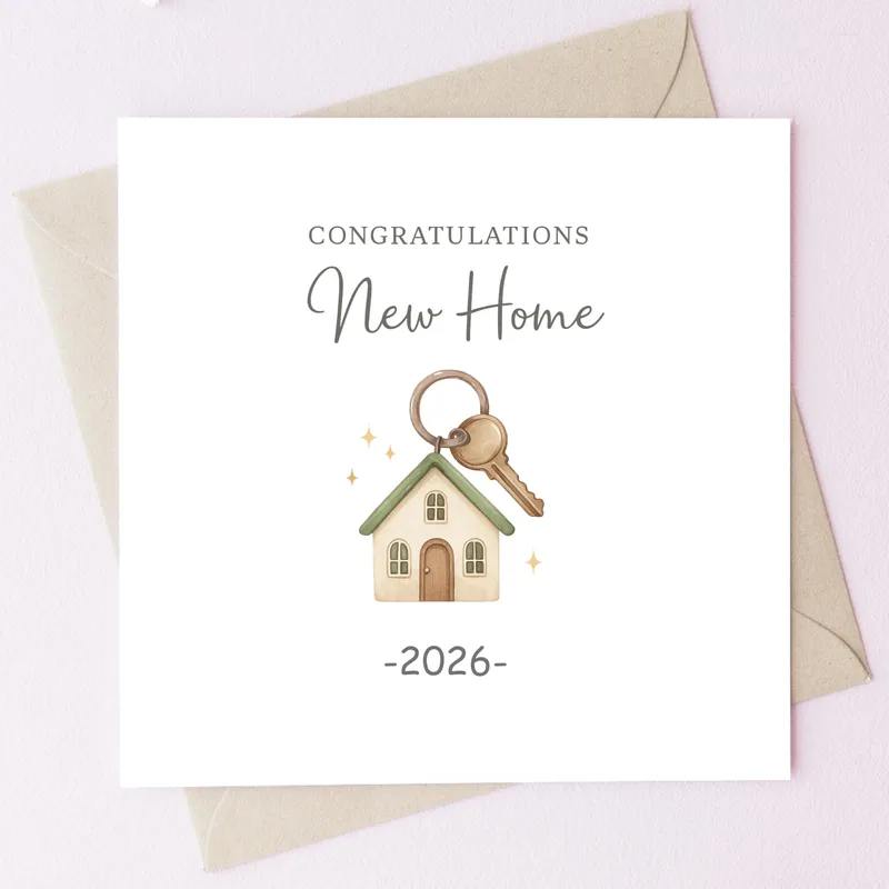 House Key Minimal New Home Card Celebrating 2026 First Owners