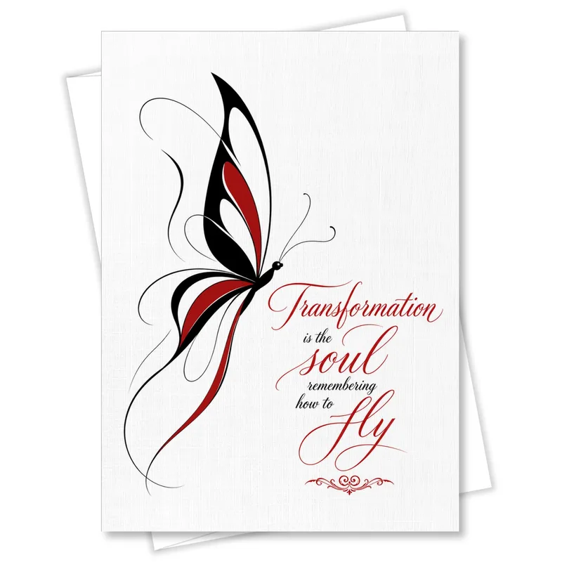 Black Butterfly Script Encouragement Card for Transformation