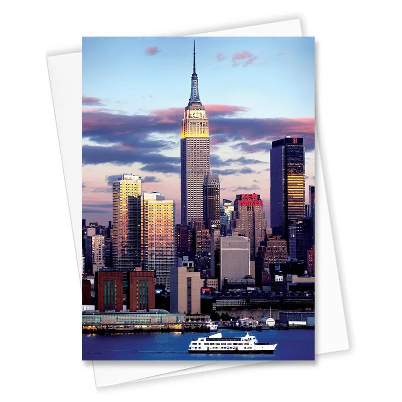 NYC Skyline at Dusk Card: Midtown Manhattan Photography Greeting