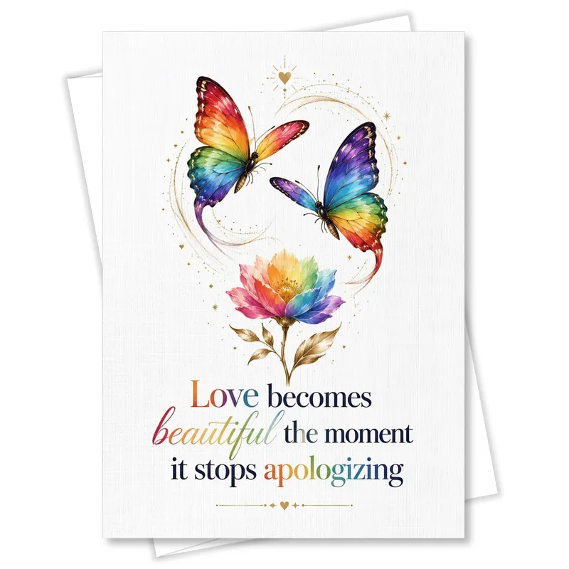 Rainbow Butterflies Flower Love Card for Apology