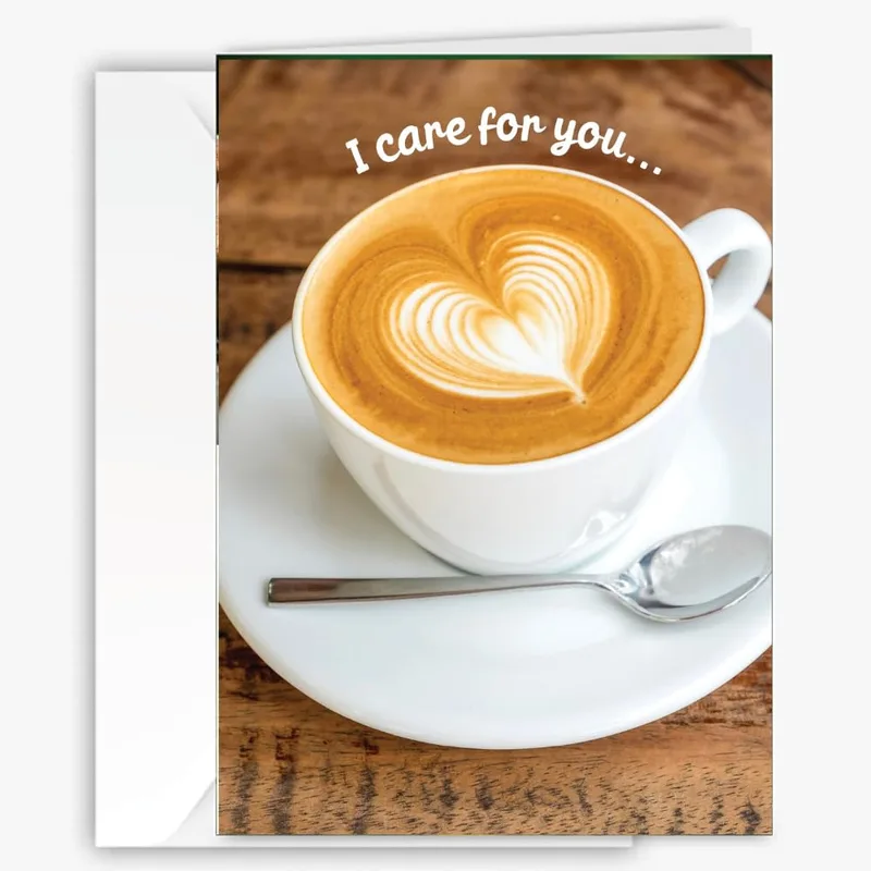 Art Heart Coffee Encouragement Card Shows Latte Art Sentiment
