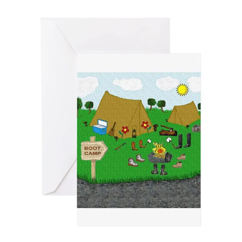Tiny Figures Boot Camp Card for Outdoor Lovers
