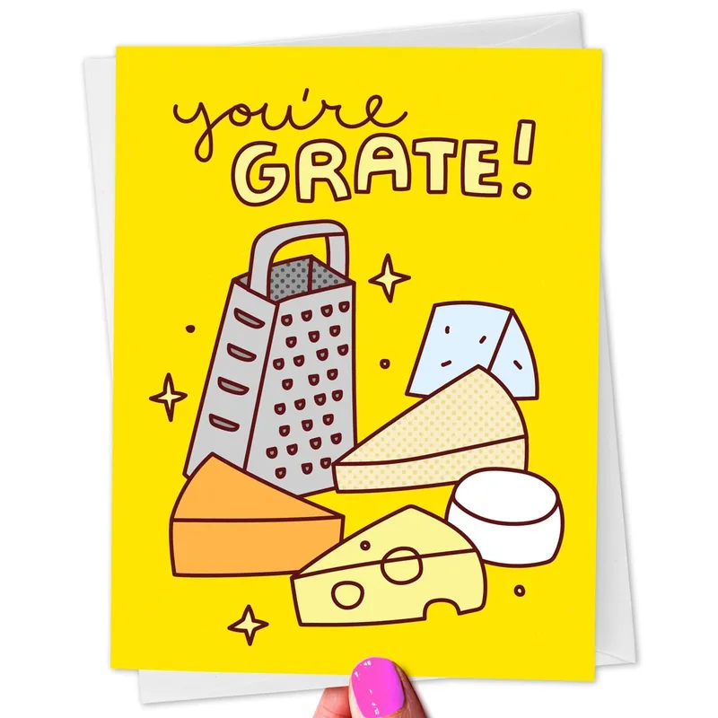 Cheese Grater Yellow Card: You're Grate Pun Design
