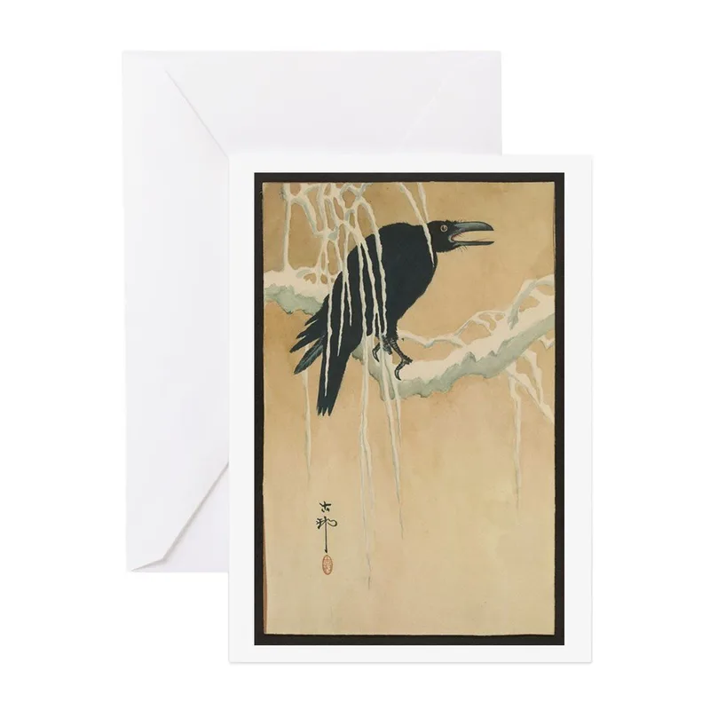 Black Crow Painting Card: A Traditional Art Greeting