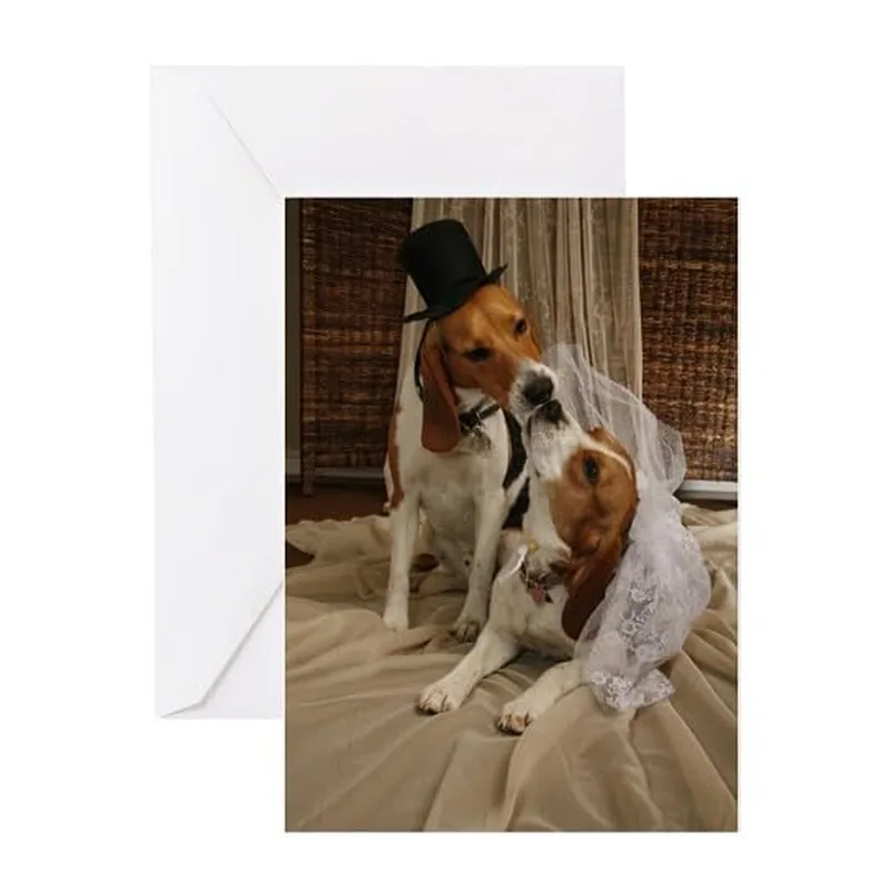 Beagle Dogs Wedding Veil Card for Canine Nuptials