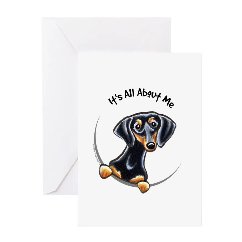 Black Tan Dachshund Cartoon Card for Self-Adoring Dogs
