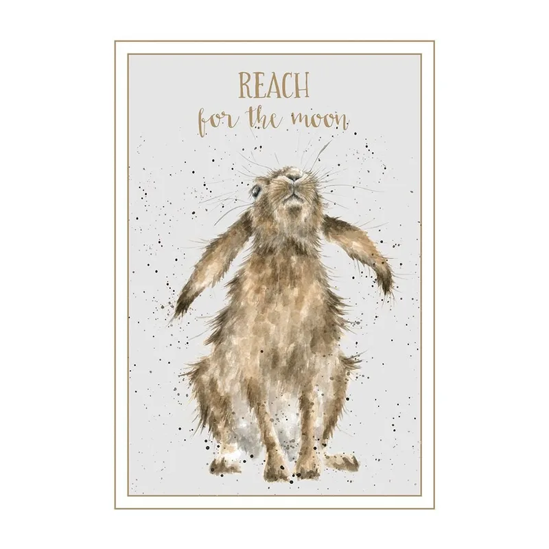 Hare Reaching Moon Encouragement Card for Big Dreams