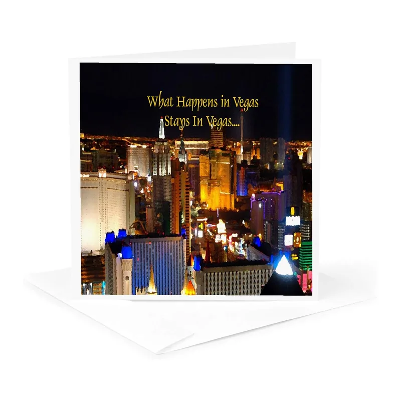Las Vegas Night Skyline Card: What Happens in Vegas Stays In Vegas