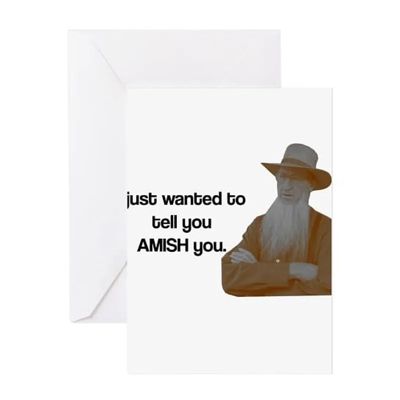 Bearded Man in Hat Card: Amish Pun Greeting