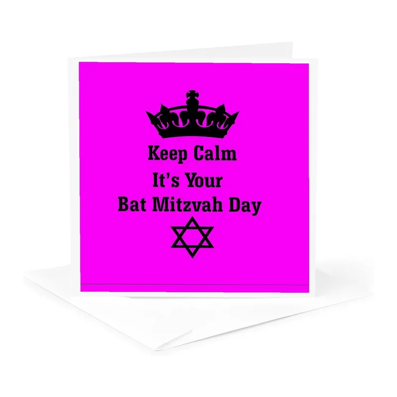 Magenta Crown Star Card for a Bat Mitzvah Celebration