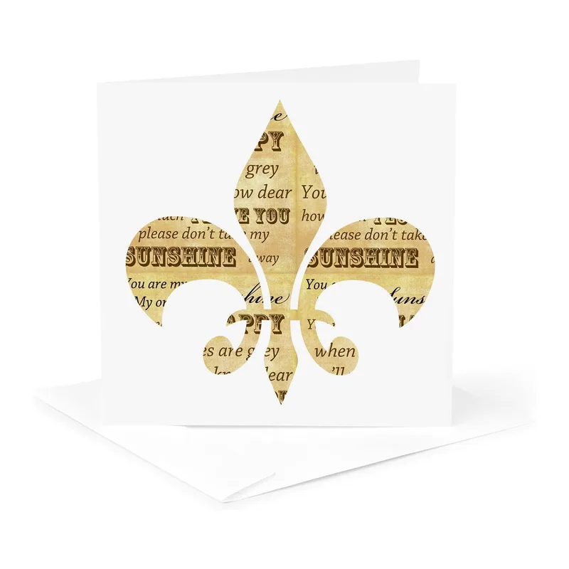 Fleur De Lis Love Card: Vintage Lyric Design for Gratitude