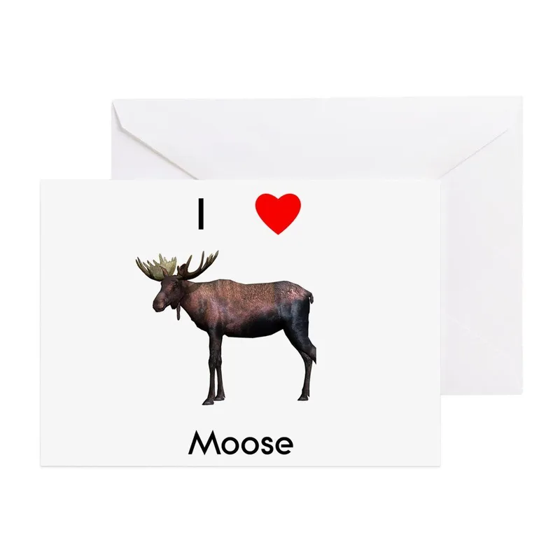 Moose with Red Heart Card: A Wild Thank You Note