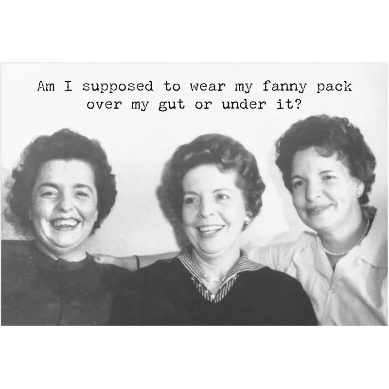 Three Women Black Card: Fanny Pack Humor for Body Positivity