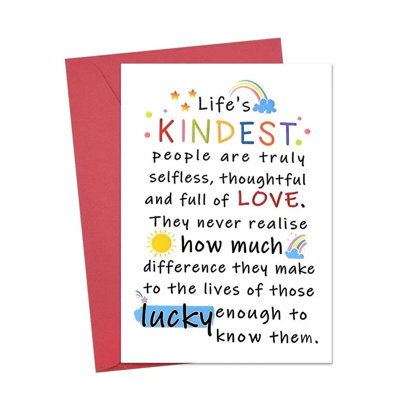 Colorful Rainbow Sun Friendship Card for the Kindest Person