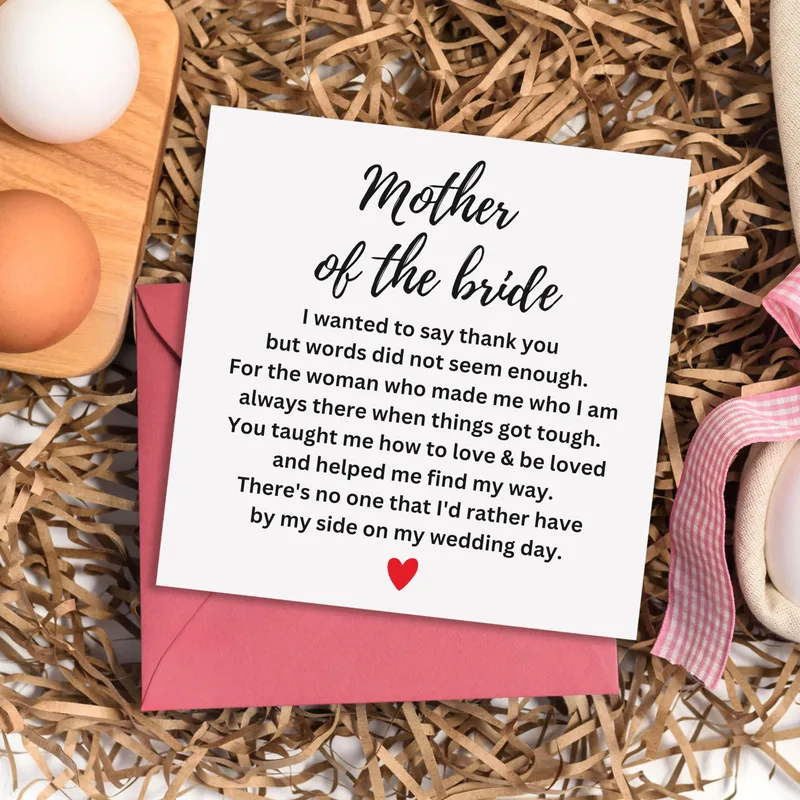 Card Mother Bride Wedding Card for Mom Thank You Note