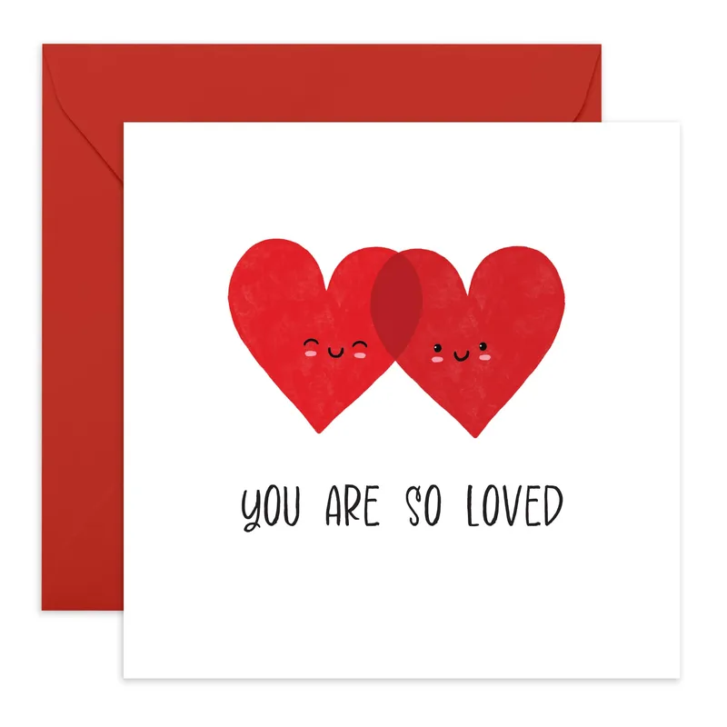 Two Red Hearts Love Card: You Are So Loved Greeting