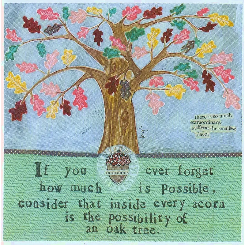 Tree Painting Acorns Encouragement Card for Big Dreams