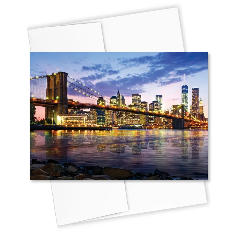Brooklyn Bridge Sunset Panorama Card for City Lovers