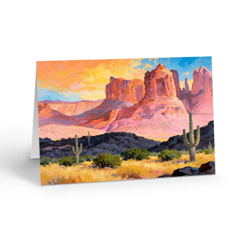 Red Rocks Desert Sunset Card: A Vibrant Landscape Greeting
