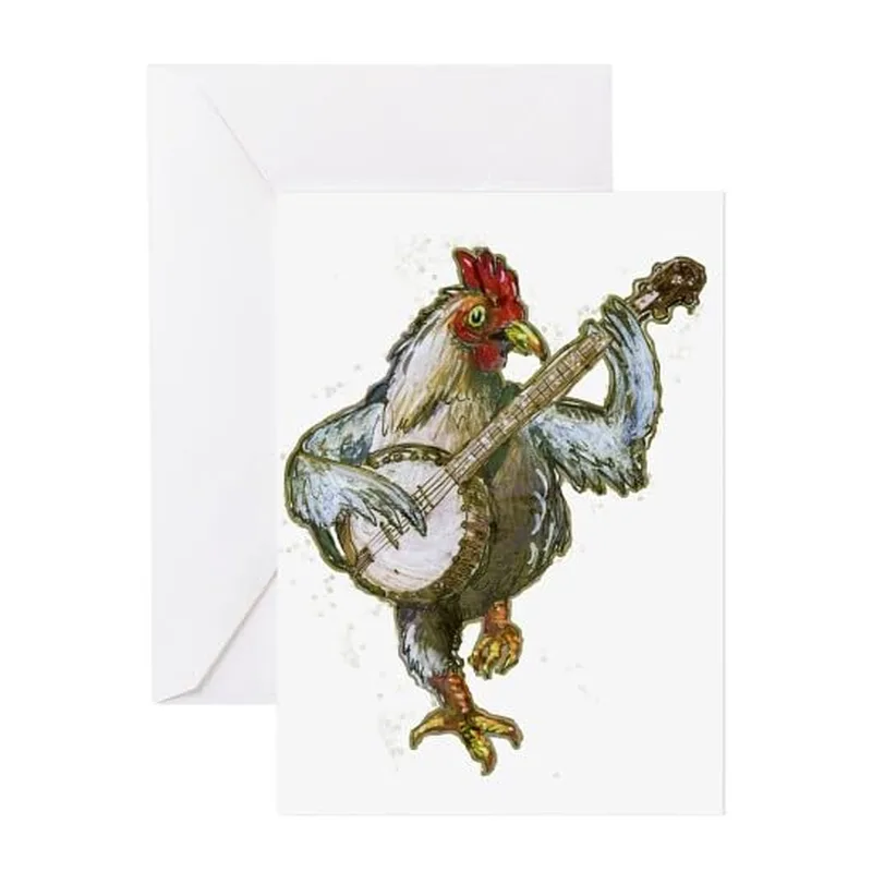 Chicken Playing Banjo Card: A Whimsical Musical Fowl Design