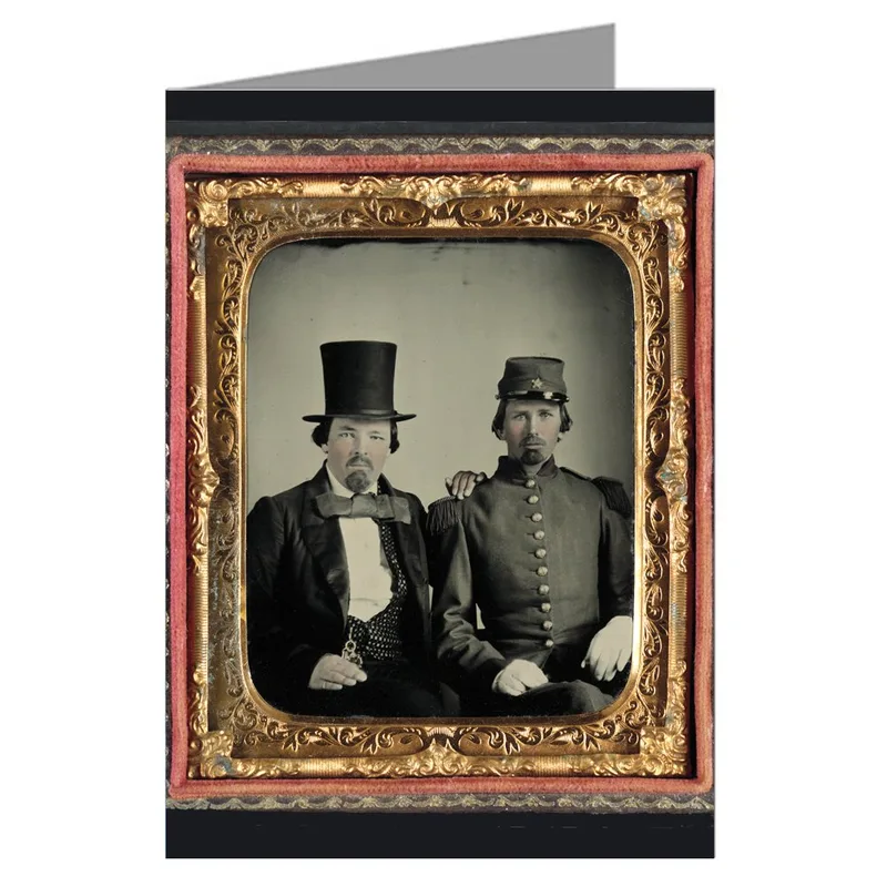 Tintype Two Soldiers Gilded Card features a vintage portrait