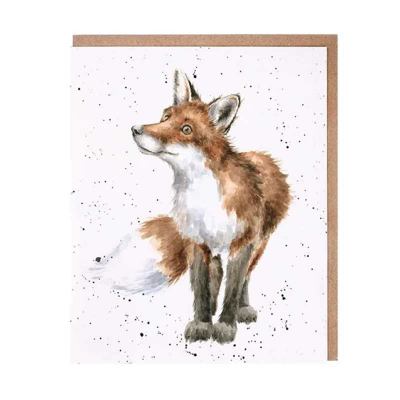 Fox Watercolor Sketch Card: Bright Eyed and Bushy Tailed Greeting