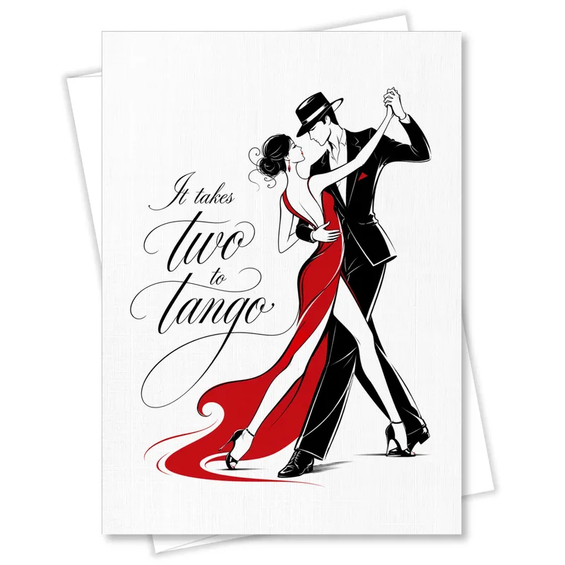 Red Tango Dancers Love Card for Couples Who Share a Dance Floor