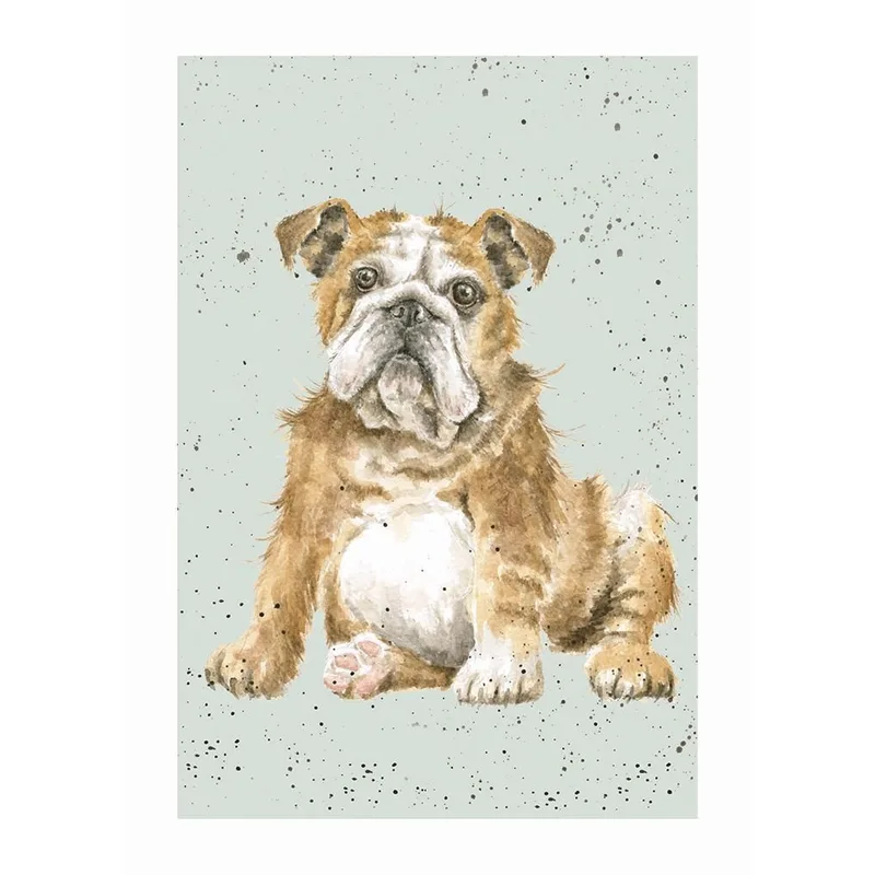 Tan Watercolor Bulldog Card – Greeting Card in natural